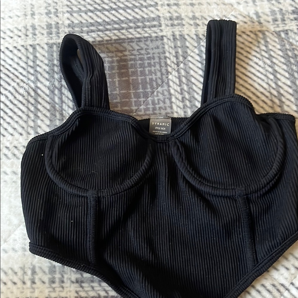 Dynamic Black Ribbed Bustier - Picture 5 of 5